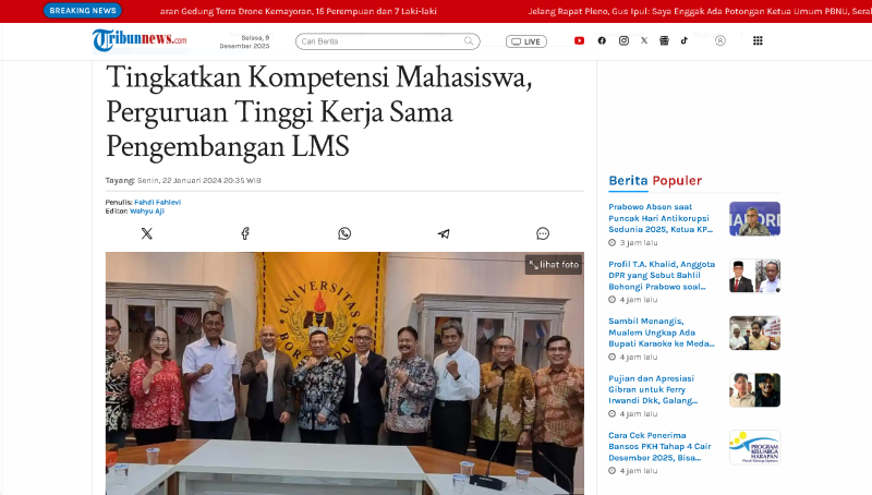 Tingkatkan Kompetensi Mahasiswa, Perguruan Tinggi Kerja Sama Pengembangan LMS