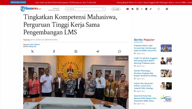 Tingkatkan Kompetensi Mahasiswa, Perguruan Tinggi Kerja Sama Pengembangan LMS